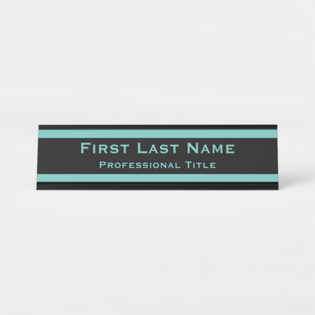 Plaque de bureau moderne teal turquoise (Devant)