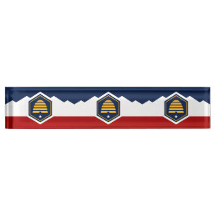 Plaque de bureau patriotique avec drapeau de l'Uta