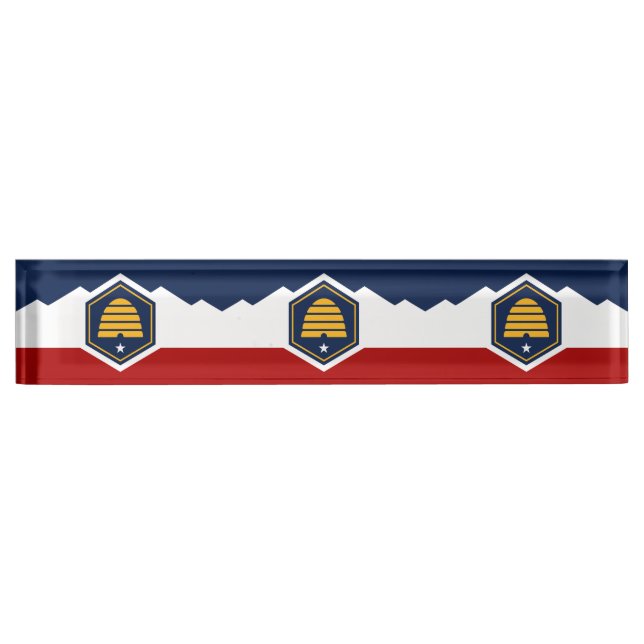 Plaque de bureau patriotique avec drapeau de l'Uta (Devant)