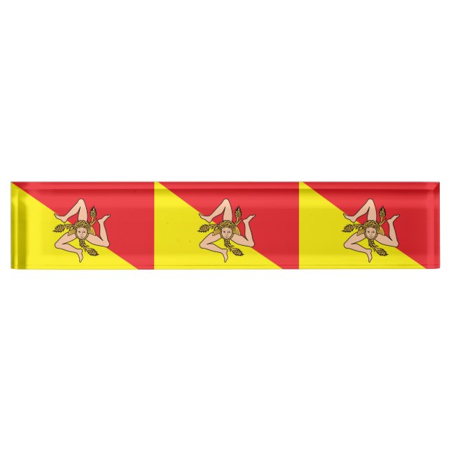 Plaque de bureau patriotique avec Drapeau de Sicil (Devant)