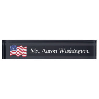 Plaque de bureau personnalisée avec drapeau améric