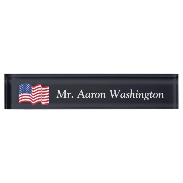 Plaque de bureau personnalisée avec drapeau améric (Devant)
