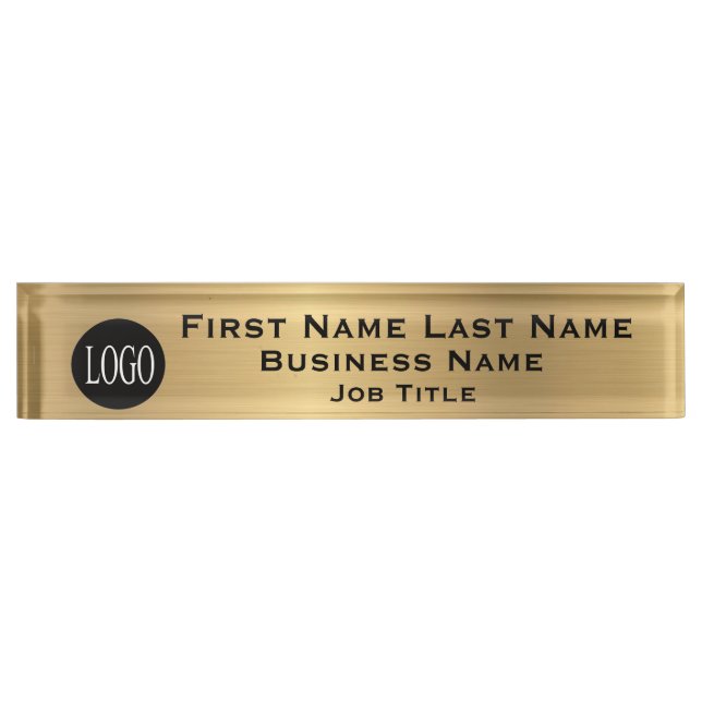 Plaque de bureau personnalisée avec logo nom de l' (Devant)