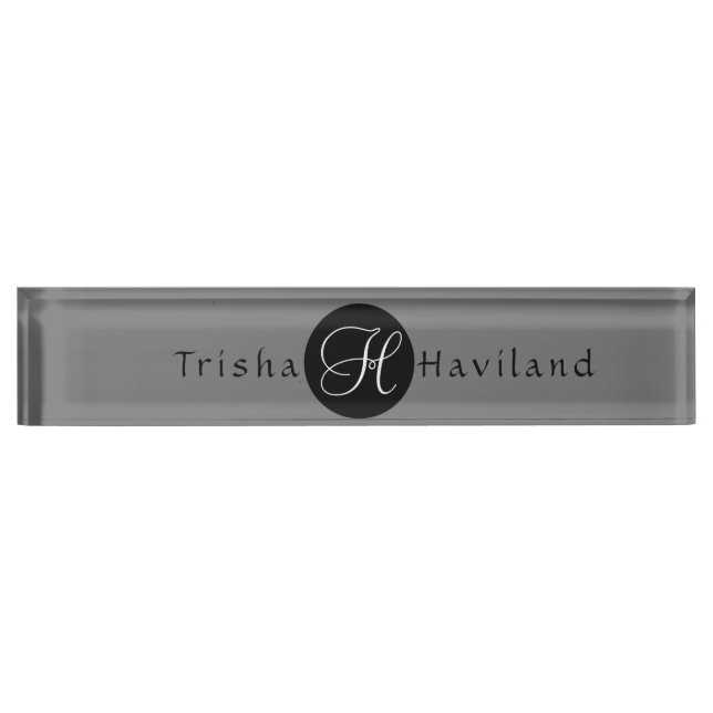 Plaque de bureau personnalisée avec monogramme - H (Devant)