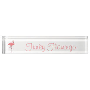 Plaque de bureau personnalisée Flamant Funky