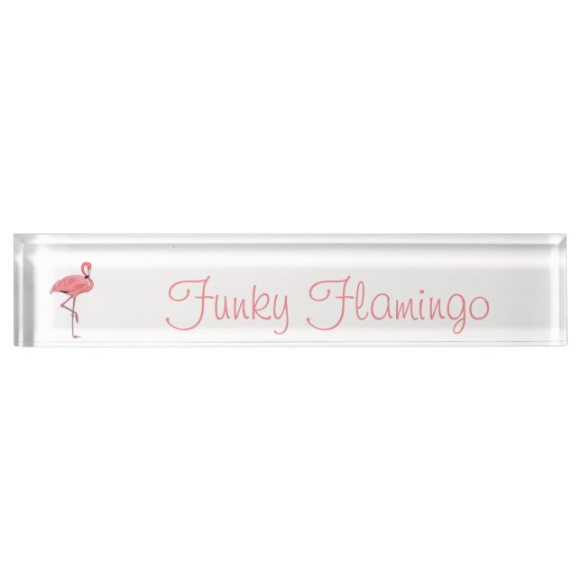 Plaque de bureau personnalisée Flamant Funky (Devant)