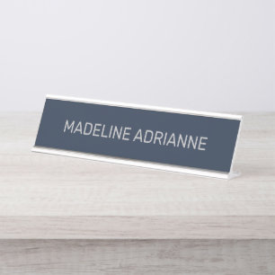 Plaque de bureau personnalisée Navy et argent mode