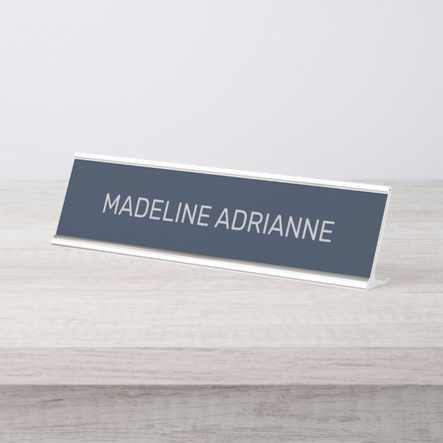 Plaque de bureau personnalisée Navy et argent mode (Devant)