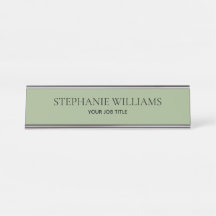 Plaque de bureau personnalisée vert sauge minimali