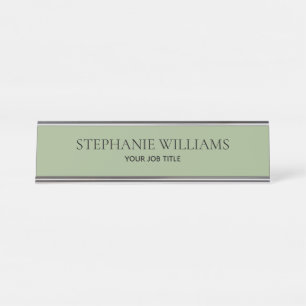 Plaque de bureau personnalisée vert sauge minimali