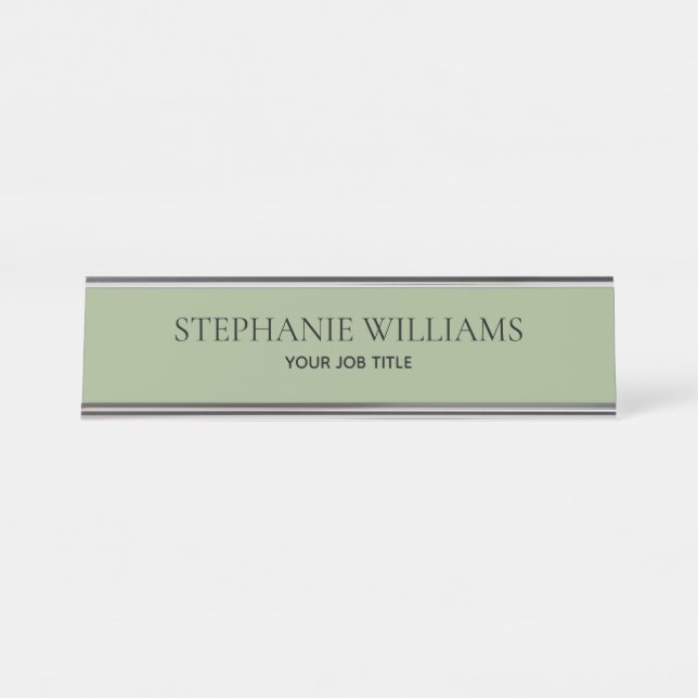 Plaque de bureau personnalisée vert sauge minimali (Devant)