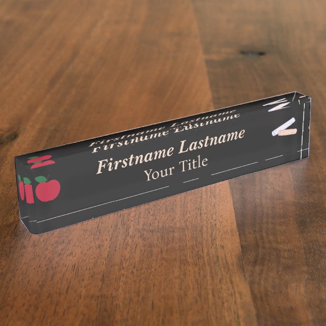 Plaque de bureau pour enseignant – Noir personnali (Taille)