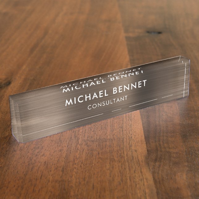 Plaque de Bureau Professionnel en Métal Bronze Bru (Taille)