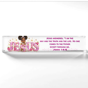 Plaque de bureau StarBerry™ "JÉSUS" avec Écritures