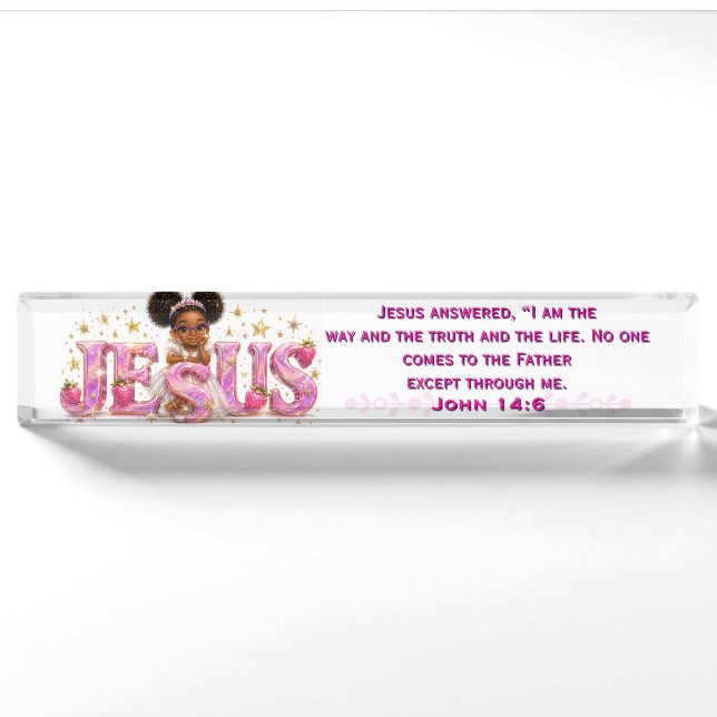 Plaque de bureau StarBerry™ "JÉSUS" avec Écritures (Devant)