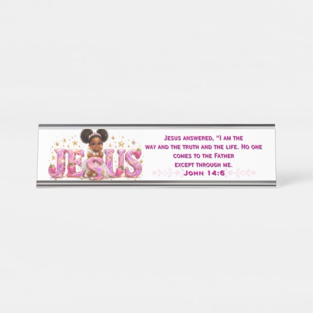 Plaque de bureau StarBerry™ "JÉSUS" avec Écritures (Devant)