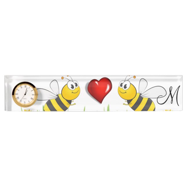 Plaque de bureau Sunflower Bumblebee  Cœur Rouge (Devant)