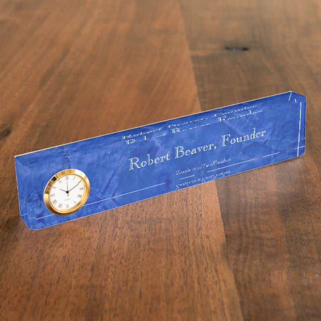 Plaque de bureau Toscane Bleue avec horloge (Taille)