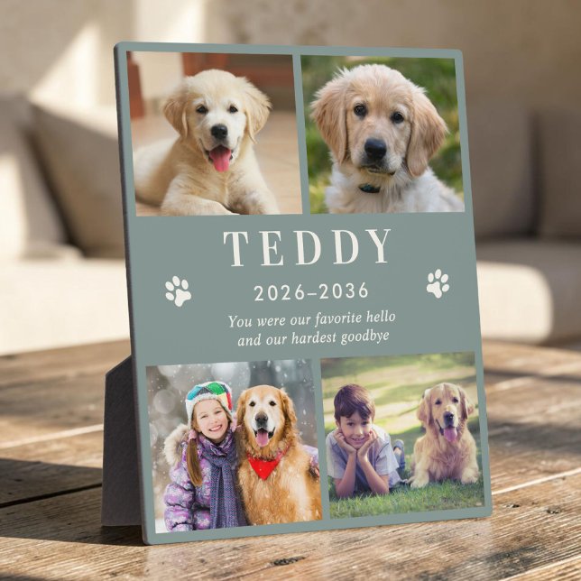 Plaque de collage photo de mémorial de compagnie p (Personalized Pet Memorial Photo Collage Plaque)