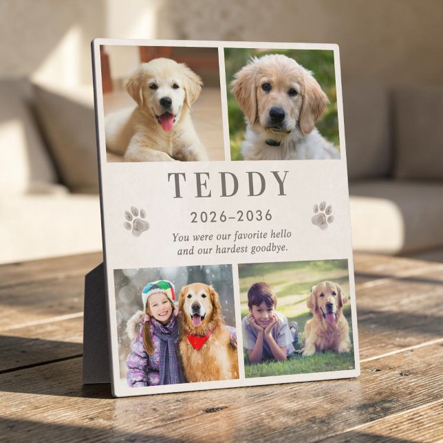 Plaque de collage photo de mémorial de compagnie p (Personalized Pet Memorial Photo Collage Plaque)