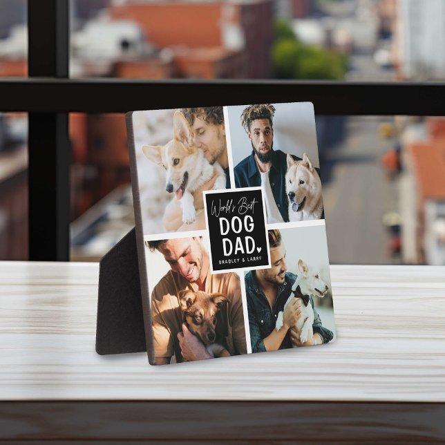 Plaque de collage photo 'Meilleur papa de chien au (Créateur téléchargé)