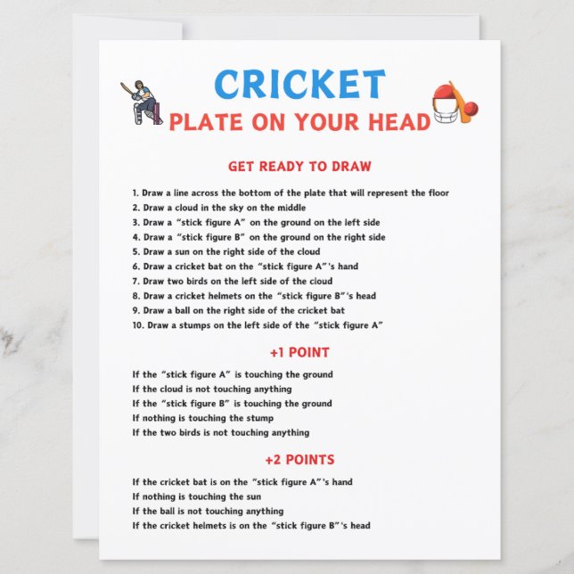 Plaque De Cricket Sur Votre Jeu De Tête (Devant)