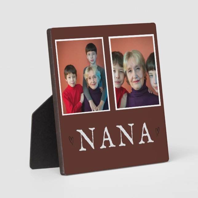 Plaque de grand-mère personnalisée Rustique à 2 ph (Recto)