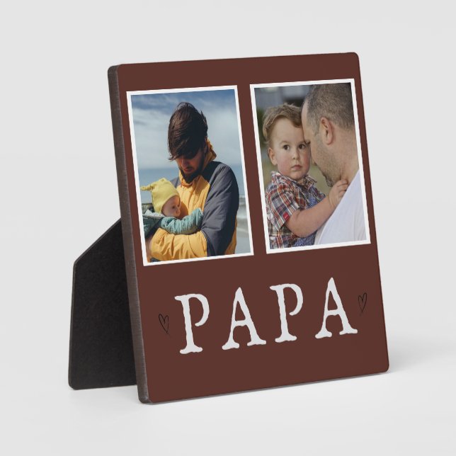 Plaque de grand-père à 2 photos rustique (Recto)