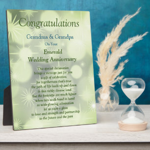 Plaque de l'anniversaire du grand-parent Emerald M