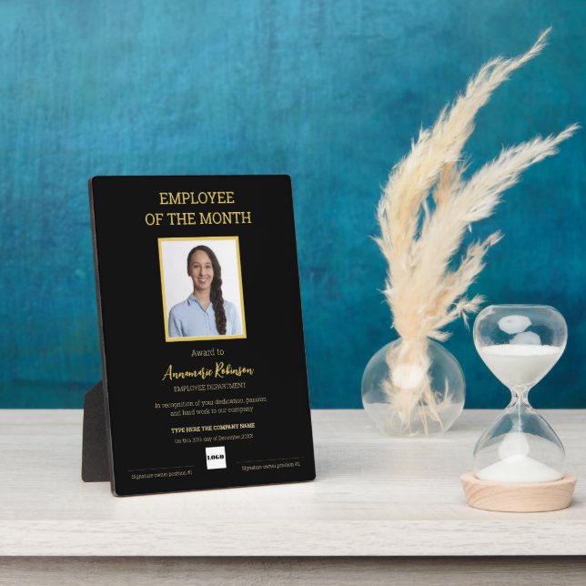Plaque de l'employé du mois portant le logo photo (Côté)