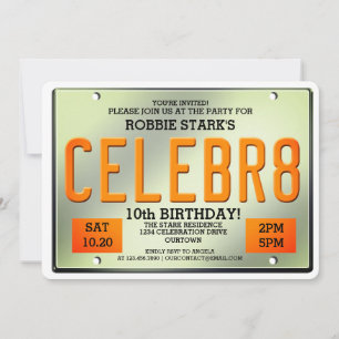 Plaque de licence Invitations d'anniversaire