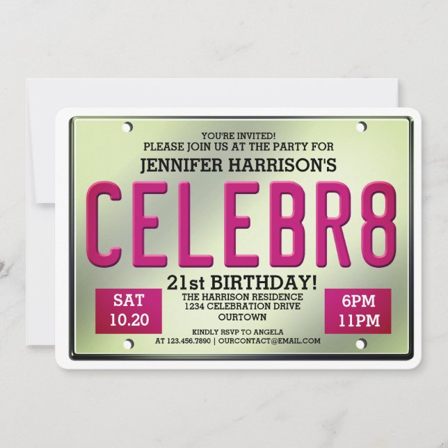 Plaque de licence Invitations d'anniversaire (Devant)