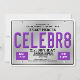 Plaque de licence Invitations d'anniversaire
