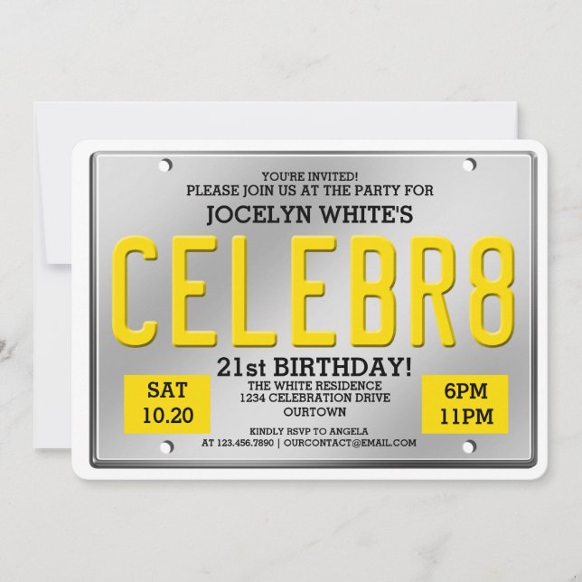 Plaque de licence Invitations d'anniversaire (Devant)