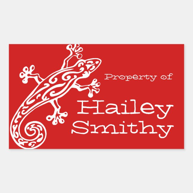 Plaque de livre Gecko nom rouge blanc id étiquette (Devant)