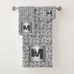 Plaque de métal de diamant de monogramme dans le