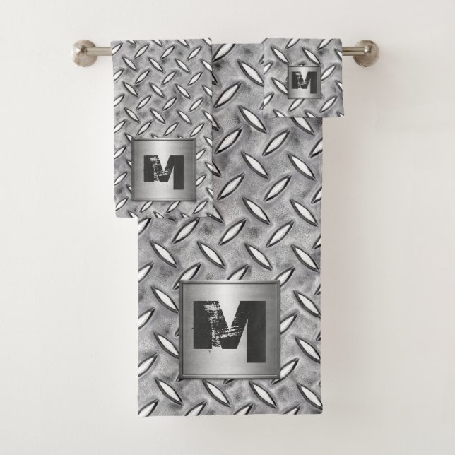 Plaque de métal de diamant de monogramme dans le (En situation)