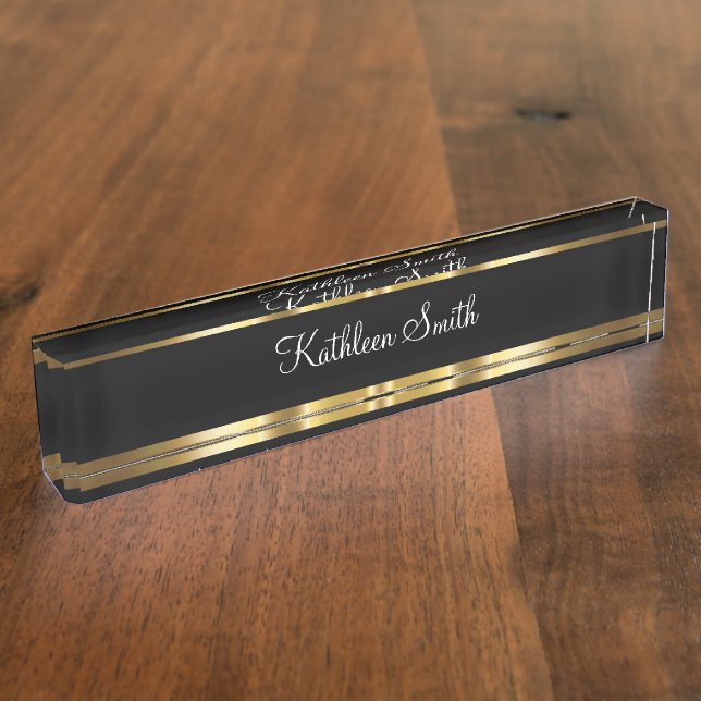 Plaque de nom de bureau à monogramme élégant (Taille)