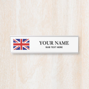 Plaque de nom de bureau à pendaison avec drapeau