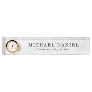 Plaque de nom de bureau avec horloge - Cadeau pers