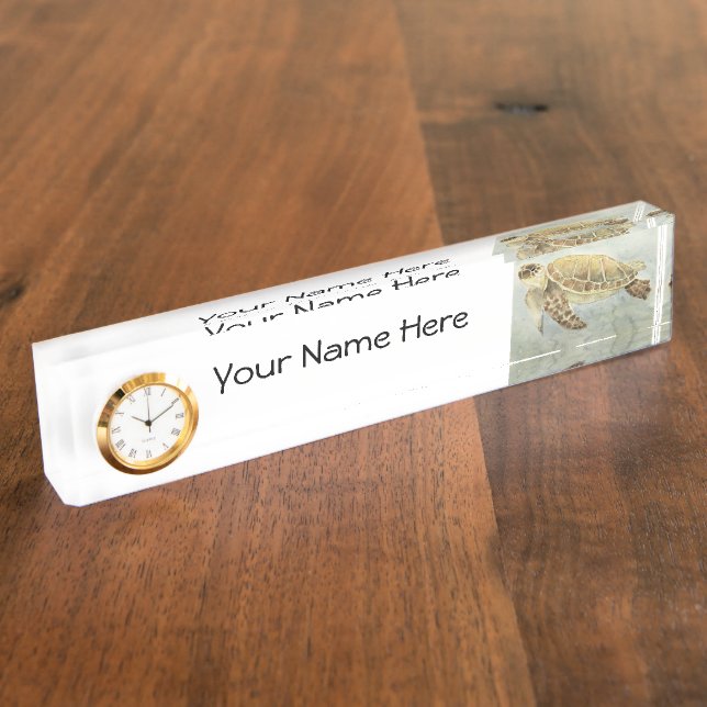 Plaque de nom de bureau avec option d'horloge Tort (Taille)