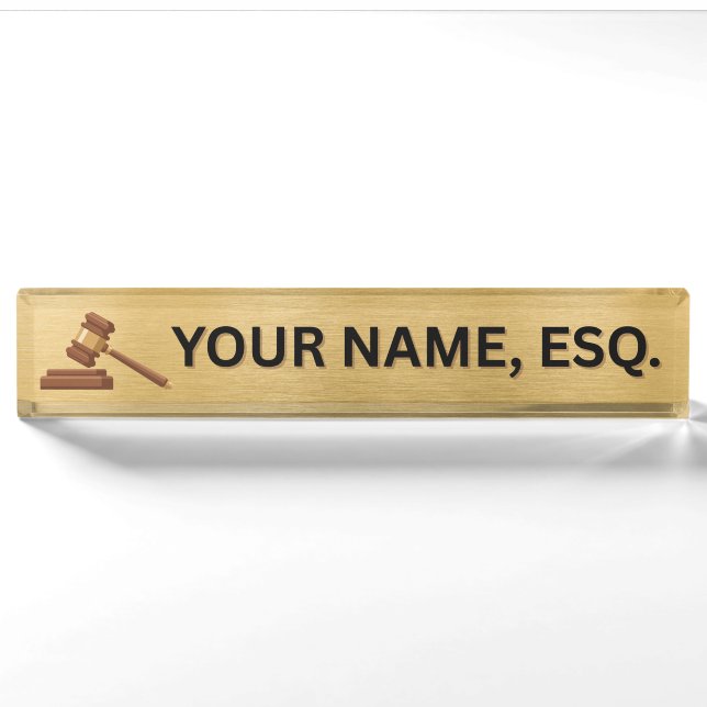 Plaque de nom de bureau cadeau pour avocats (Devant)