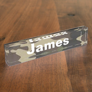 plaque de nom de bureau camouflage James