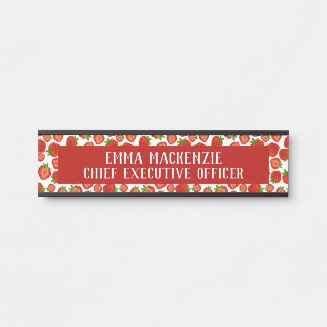 Plaque de nom de bureau élégant fraises Porte Sign (Devant)