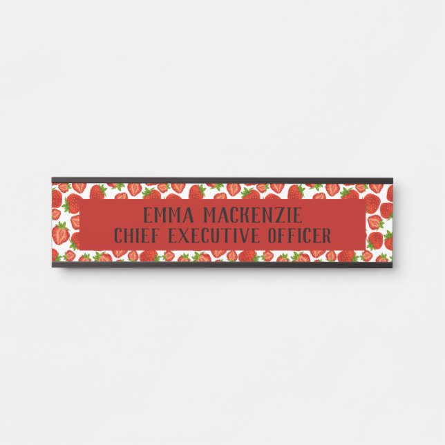 Plaque de nom de bureau élégant fraises Signalisat (Devant)