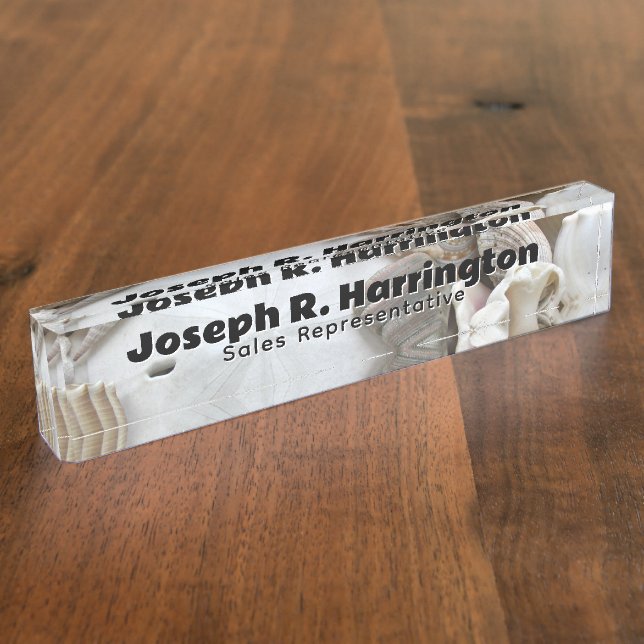 Plaque de nom de bureau en acrylique Coquillages  (Taille)