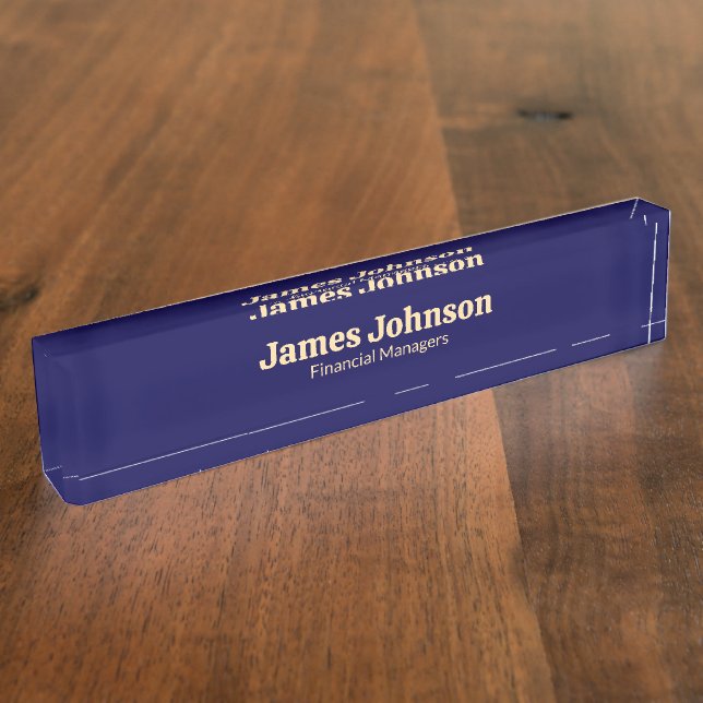 Plaque de nom de bureau en serif gras rétro bleu p (Taille)