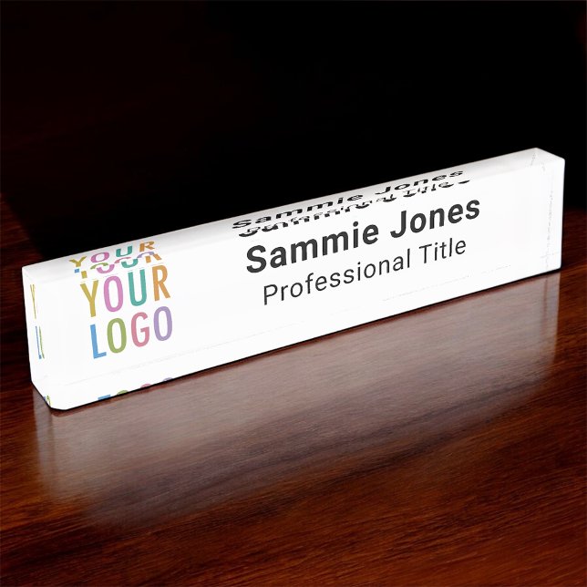 Plaque de nom de bureau et table acrylique avec lo (MISOOK Acrylic Name Plate with Logo and Job Title)