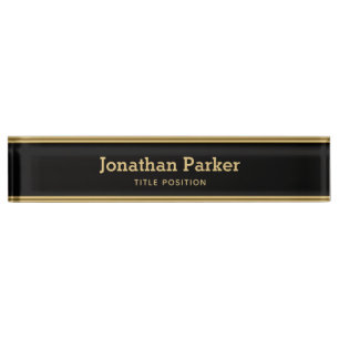 Plaque de nom de bureau Gold Horizontal Stripes