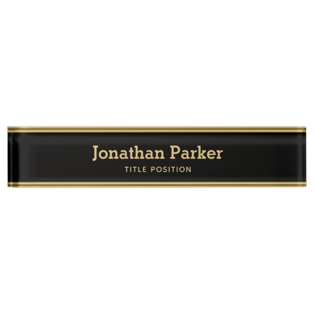 Plaque de nom de bureau Gold Horizontal Stripes (Devant)